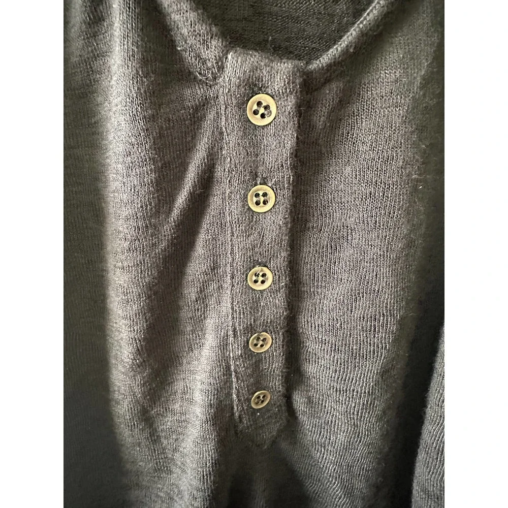 Melrose & Market Women Tank Top Sleeveless V Neck Black Button Front - Picture 4 of 15